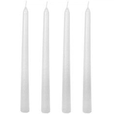 Set Lum&acirc;nări Sfeșnic, Model Decorativ, Alb, 4 Bucăți, Parafină, 2x25cm