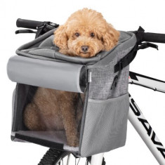 Rucsac de transport animale de companie Navaris pentru bicicleata, Poliester, Gri, 54595.22