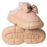 Cumpara ieftin Papuci de dama imblaniti, cu talpa EVA groasa si fundita decorativa, potriviti pentru interior si exterior, Roz, marimea 40-41