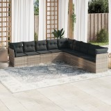 VidaXL Set canapele de grădină cu perne, 9 piese gri deschis poliratan