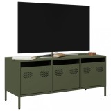VidaXL Dulap TV, verde măsliniu, 101,5x39x43,5cm, oțel laminat la rece