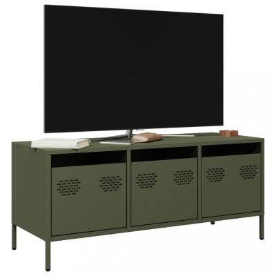 Gossi dulap tv, verde masliniu, 101,5x39x43,5cm, otel laminat la rece foto