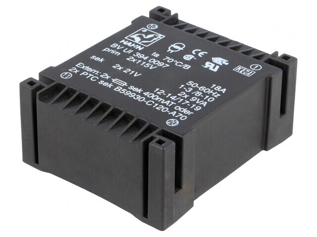Transformator &icirc;ncapsulat 18VA 115VAC 21V 428mA