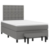 Cumpara ieftin Pat box spring cu saltea, gri inchis, 120x190 cm, textil