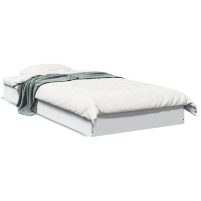 vidaXL Cadru de pat, alb, 75x190 cm, lemn prelucrat foto