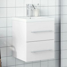 vidaXL Dulap pentru chiuvetă de baie, lavoar încorporat, alb