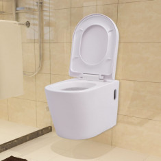 vidaXL Vas toaletă cu montare pe perete, ceramică, alb