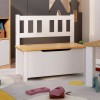Banca Depozitare Copii Alb Bej 60cm MDF - Cufar Jucarii, Bancheta Camera Copii