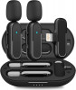 Set Microfon Lavaliera profesionala Wireless ICIDRA tip K63, cu 2 receptori, portabil,pentru smartphone, tableta, compatibil cu sistemul IOS