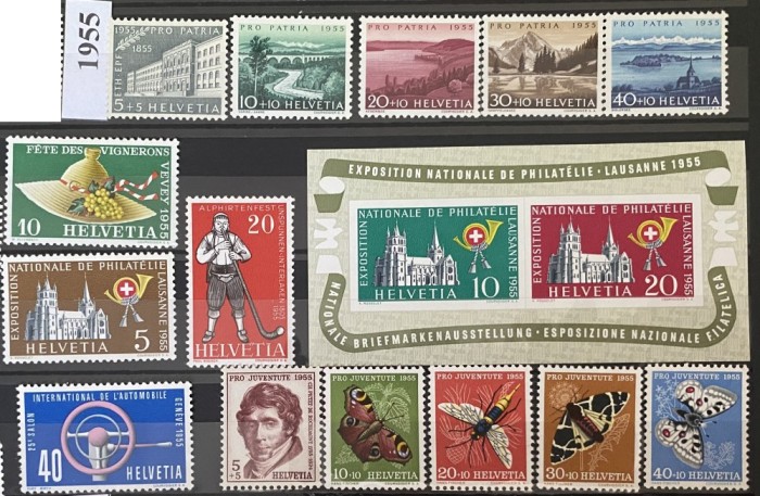 ELVETIA 1955, An complet, serii MNH