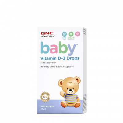 Vitamina D3 naturala 100% din Lanolina, picaturi pentru bebelusi, 7.5ml, GNC foto