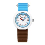 Ceas Copii Sanda 9108 Albastru-Cafea &ndash; Design Fashion, Analog, Rezistent la Apă 3ATM
