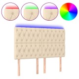 Cumpara ieftin Tablie de pat cu LED, crem, 144x7x118/128 cm, textil