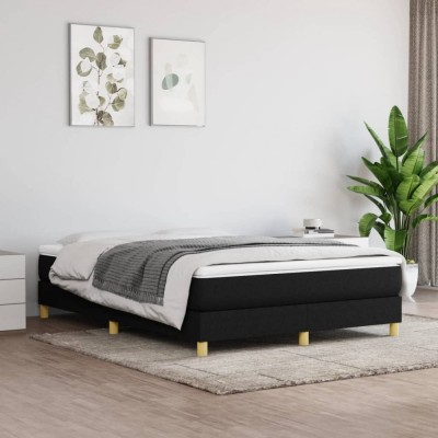 vidaXL Cadru de pat fără saltea, negru, 140x200 cm, textil foto