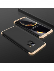 Husa 360 grade, Samsung S9, gold si negru, 3 componente de imbinare, protectie totala foto