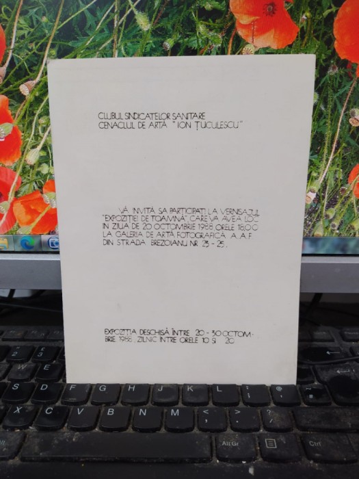 Invitație la Vernisajul Expoziției de toamnă Cenaclul Ion Țuculescu Buc 1988 202