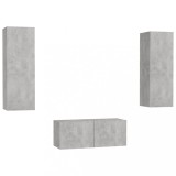 Cumpara ieftin Set de dulapuri TV, 3 piese, gri beton, lemn prelucrat