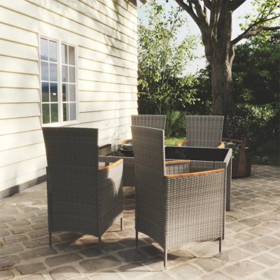 vidaXL Set mobilier de exterior cu perne, 5 piese, gri, poliratan foto