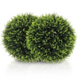 HOMCOM Set de 2 Plante Artificiale Sferice de Cedru, Plante Fictive Anti-UV, &Oslash;45 cm, Verde | Aosom Romania