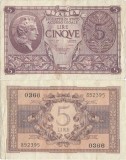 1944 ( 23 XI ) , 5 lire ( P-31b ) - Italia