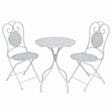 VidaXL Set mobilier de bistro, 3 piese, alb cenușiu, oțel 43150