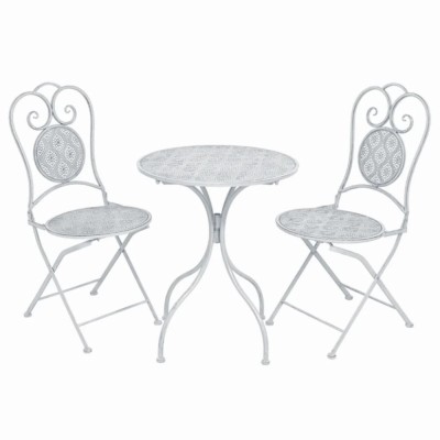 vidaXL Set mobilier de bistro, 3 piese, alb cenușiu, oțel 43150 foto