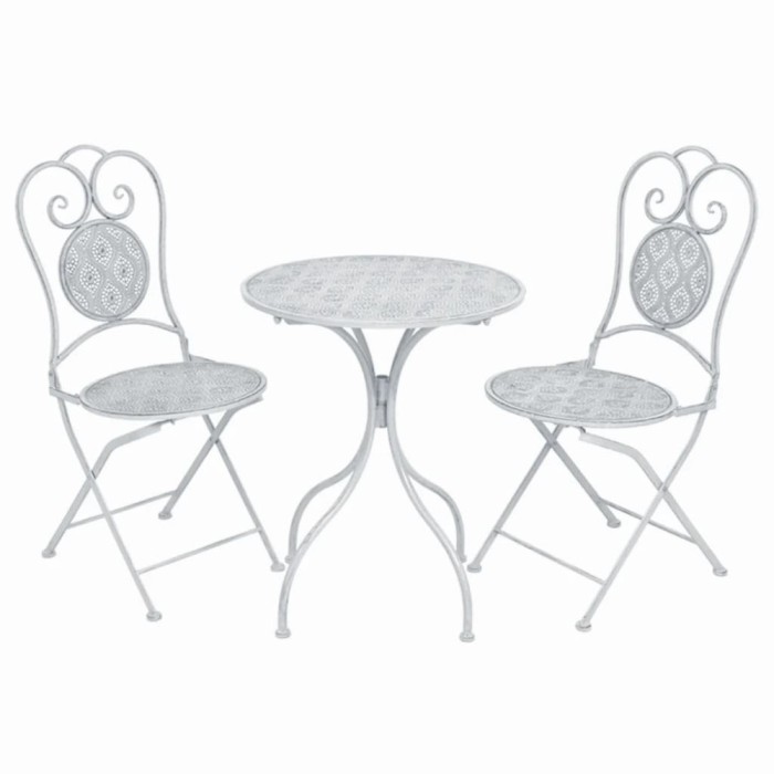 vidaXL Set mobilier de bistro, 3 piese, alb cenușiu, oțel 43150