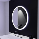 Oglinda LED rotunda GIULIA 70 cm cu senzor, dezaburire, ceas si termometru