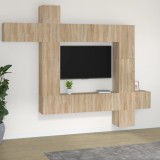Cumpara ieftin Set comodă TV, 9 piese, stejar sonoma, lemn prelucrat