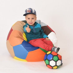 Fotoliu pentru copii 3-10 ani minge telstar junior redblue umplut cu perle polistiren marca Pufrelax