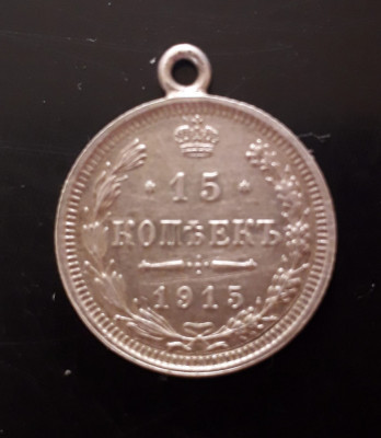 HST Monedă argint 15 copeici 1915 transformată &amp;icirc;n medalion foto
