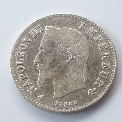 Franța 20 centimes 1866 A/Paris argint Napoleon III foto