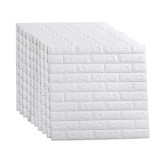 Set 10 x Tapet 3D autocolant FOXMAG24, 77x70 cm, model caramida in relief, alb, rezistent la apa, usor de curatat