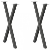 VidaXL Picioare de masă &icirc;n formă de X, 2 buc., antracit, 57x(72-73) cm, oțel
