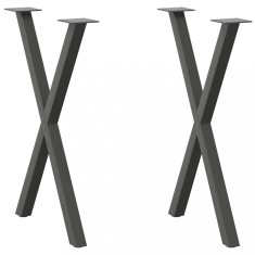vidaXL Picioare de masă &icirc;n formă de X, 2 buc., antracit, 57x(72-73) cm, oțel
