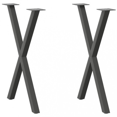vidaXL Picioare de masă &amp;icirc;n formă de X, 2 buc., antracit, 57x(72-73) cm, oțel 4012914 foto