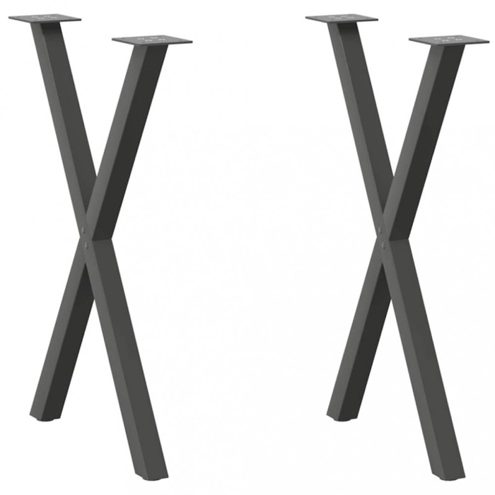 vidaXL Picioare de masă &icirc;n formă de X, 2 buc., antracit, 57x(72-73) cm, oțel 4012914