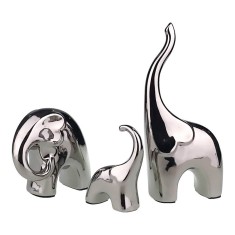 Set 3 decoratiuni,Elefant, ceramica, 11x24/ 13x12/ 8x11 cm