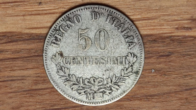 Italia - moneda de colectie argint - 50 centesimi 1867 MBN (Milan) - mai rara. foto