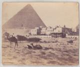 Bnk foto Egipt - The Marriott Mena House Hotel si piramida - cca 1900, Africa, Sepia, Cladiri