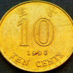 Moneda exotica 10 CENTI - HONG KONG, anul 1998 * cod 738 = A.UNC