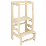 Turn de invatare inaltator multifunctional de bucatarie din lemn, ajustabil, autoasamblare, natur Household NewTrend