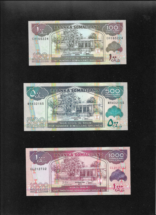 Set Somaliland 100 + 500 + 1000 shillings unc