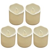 Cumpara ieftin Set 5 lumanari decorative LED ivoire 3.9 x 3.6 cm, lumina galbena efect flacara, 10 baterii LR1130 AG10 incluse, decor luminos pentru petreceri, mese