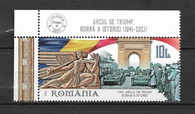 ROMANIA 2021 - ARCUL DE TRIUMF, TABS DIN COALA DE POSTA (2), MNH - LP 2348 foto