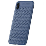 Cumpara ieftin Husa iPhone XS Max Woven Textue Usams Albastra