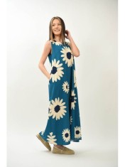 ROCHIE LUNGA DE ZI CU IMPRIMAT FLORAL SI BUZUNARE MIRAGE TALIE UNICA Multicolora