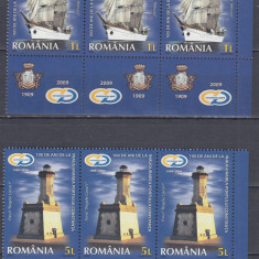 ROMANIA 2009 LP 1853 d 100 ANI PORTUL CONSTANTA STRAIF 3 SERII CU TABS MNH