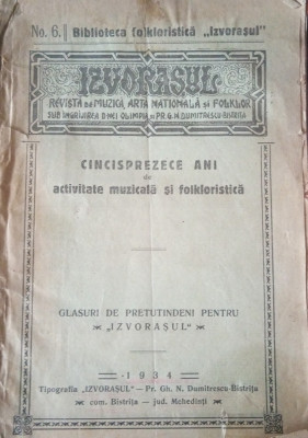 Revista &amp;quot;Izvorasul&amp;quot; (1934, muzica, arta nationala, folklor) foto