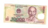 Bancnota Vietnam 10000 dong 2015, polymer, stare buna, cu pliuri